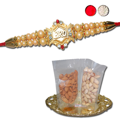 "Rakhi - FR- 8050 A  (Single Rakhi), Dryfruit Thali - code RD300 - Click here to View more details about this Product